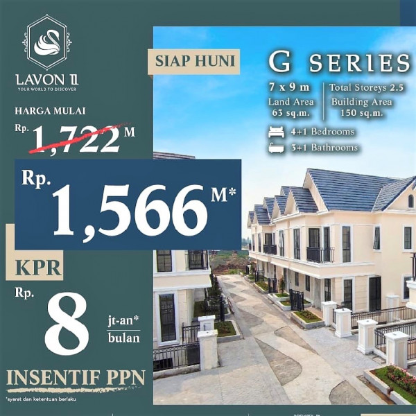[939570] Jual Rumah 4 Kamar - Lavon Swancity, Tangerang